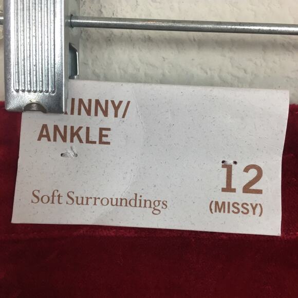 Soft Surroundings Red Velvet NWT Skinny Ankle Pants 12 - Picture 5 of 9